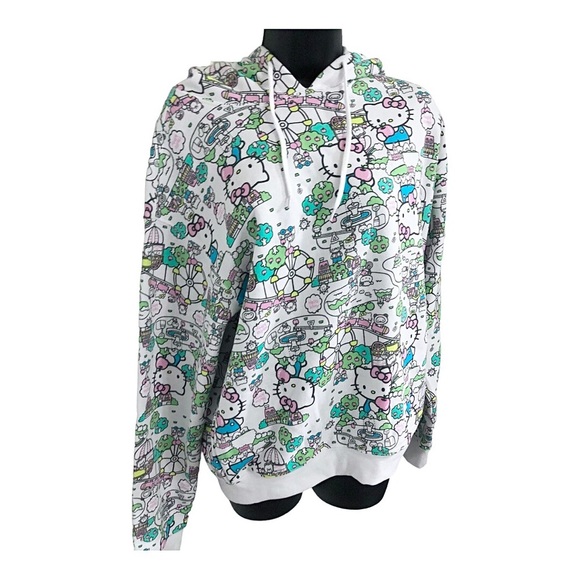 Hello kitty graphic print hello kitty city park monogram cozy hoodie size medium - Picture 4 of 16